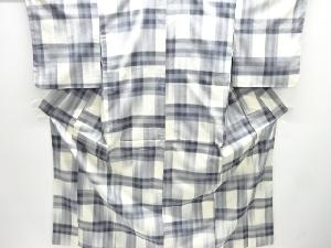 アンティーク　格子織り出し手織り紬着物・道行コートアンサンブル